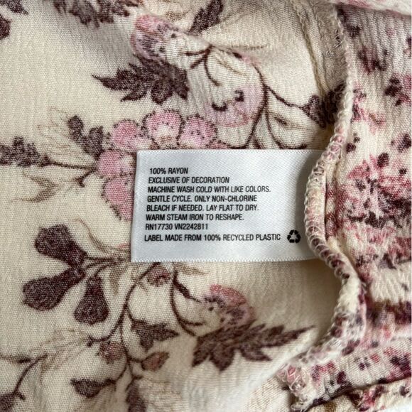 Knox Rose Floral Ditsy Print Boho Dusty Rose Popover Shift Dress Women Large - Picture 8 of 11